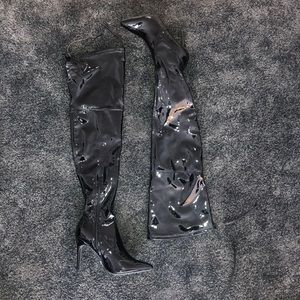 ‼️SOLD‼️ Sirens Black Over The Knee Vinyl Boots